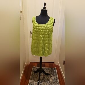 Travel Elements Lime Sleeveless Ruffle Tank Top